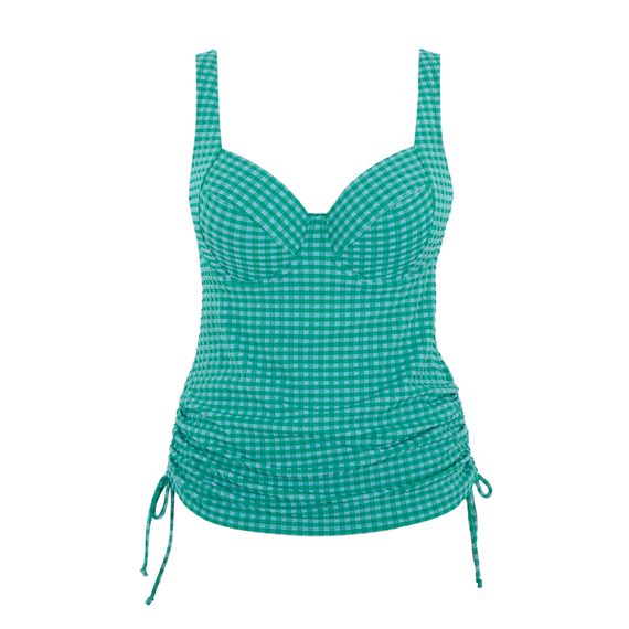 Panache Swim Gingham Tankini Oberteil Green Gingham