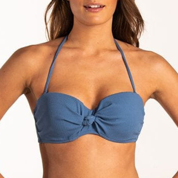 Beachlife Knitted Blue Bandeau Bikinitop