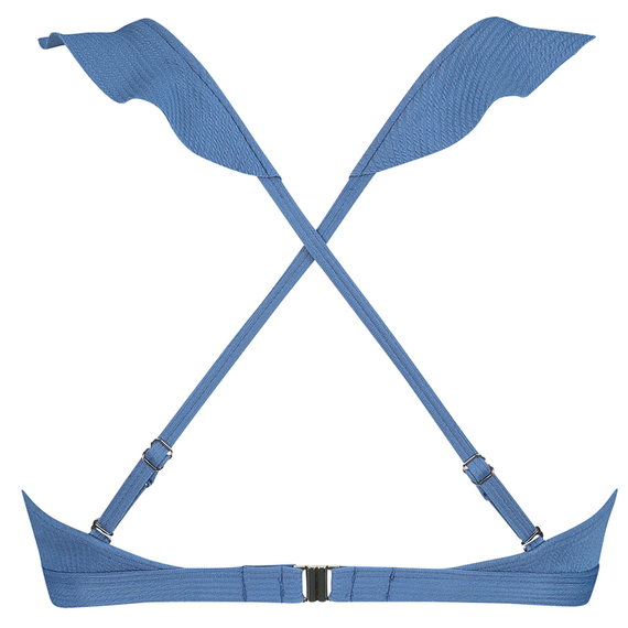 Beachlife Knitted Blue Plunge Bikinitop