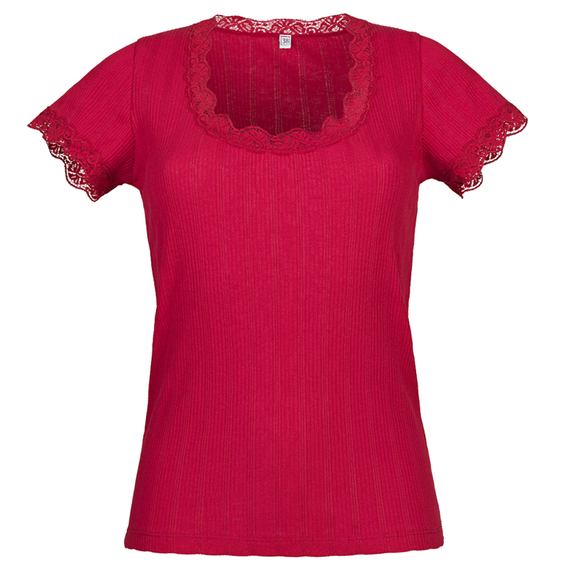Annadiva Nachtmode Lacy Red Pyjamashirt 