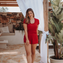Annadiva Nachtmode Lacy Red Short