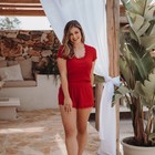Lacy Red Pyjamashirt