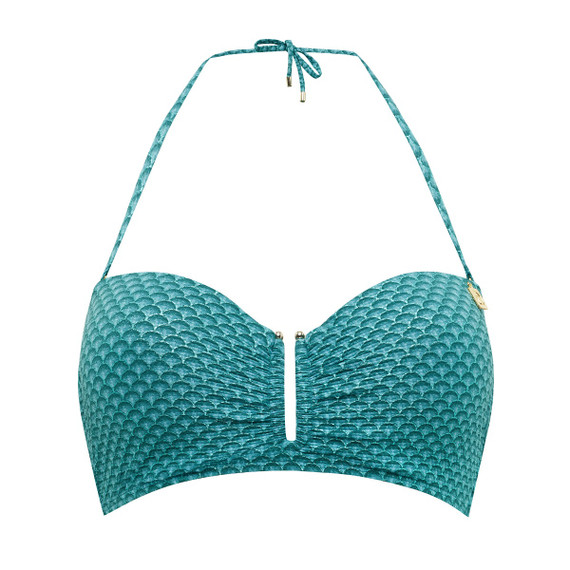 Annadiva Swim Chinese Fan Strapless Bikinitop Aqua