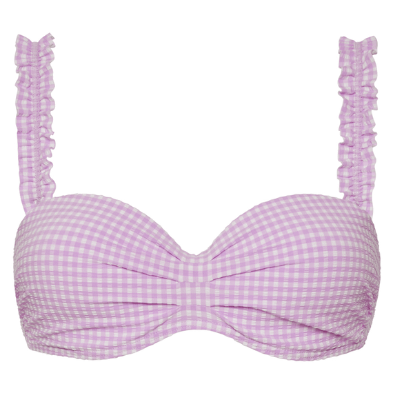 Lilac Check Bandeau Bikini Oberteil