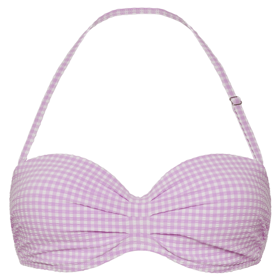 Beachlife Lilac Check Bandeau Bikinitop