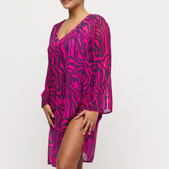 Primadonna Swim Malabo Kaftan Hot Pink Zebra