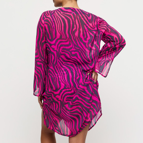Primadonna Swim Malabo Kaftan Hot Pink Zebra