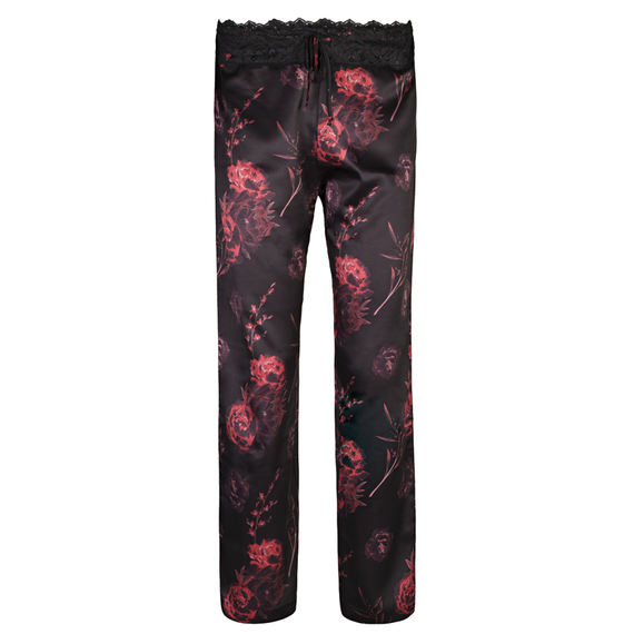 Annadiva Nachtmode Midnight Rose Pyjamabroek Peony Red