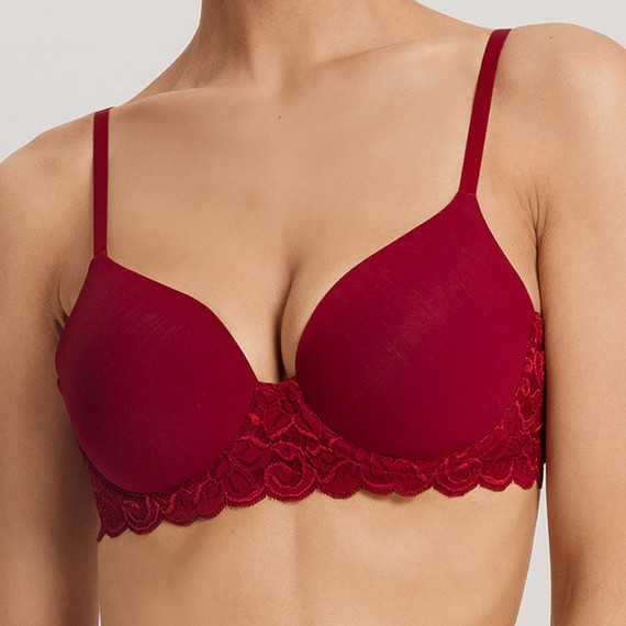 Hanro Moments Padded BH Red Dahlia