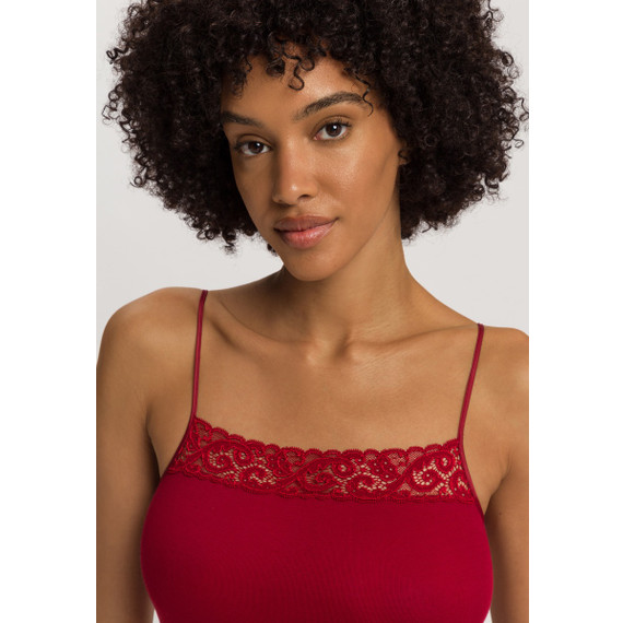 Hanro Moments Spaghetti Top Red Dahlia