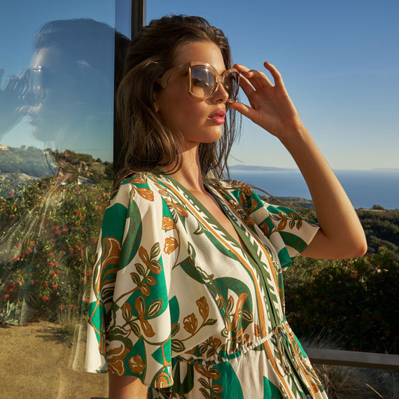 Maryan Mehlhorn Perceptions Kaftan Cream Green