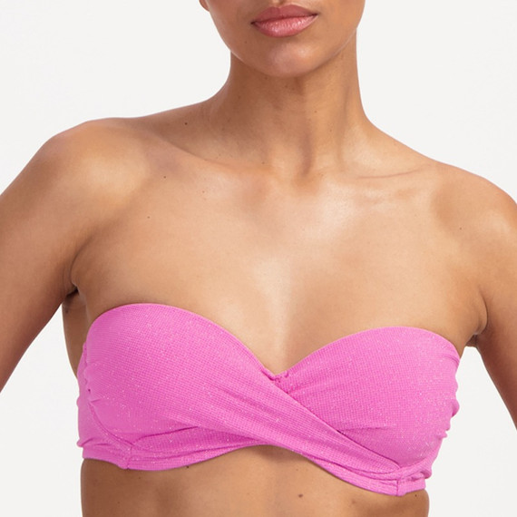 Pink Shimmer Bandeau Bikinitop