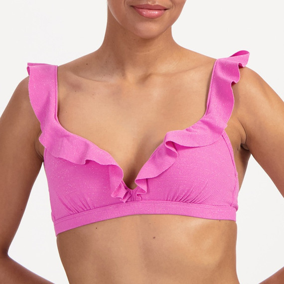 Pink Shimmer Plunge Bikinitop