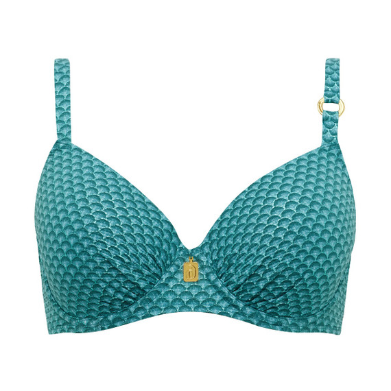 Annadiva Swim Chinese Fan Voorgevormde Balconette Bikinitop Aqua