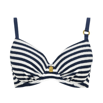 Navy Stripes Vorgeformtes Balconette Bikini Oberteil