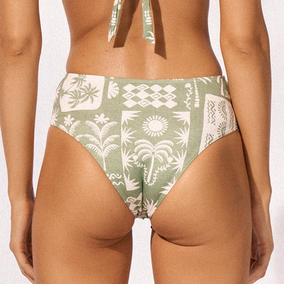 Watercult Rustic Med Hoog Bikinibroekje Sage Cream