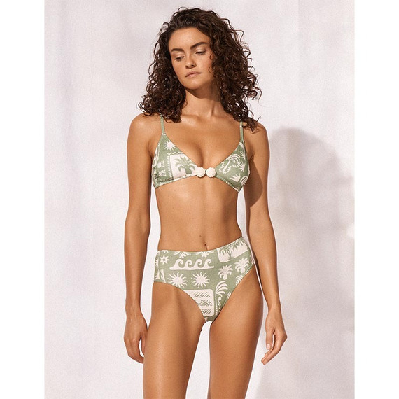 Watercult Rustic Med Hoog Bikinibroekje Sage Cream