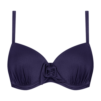 Satin Navy Vorgeformter Bikini Oberteil