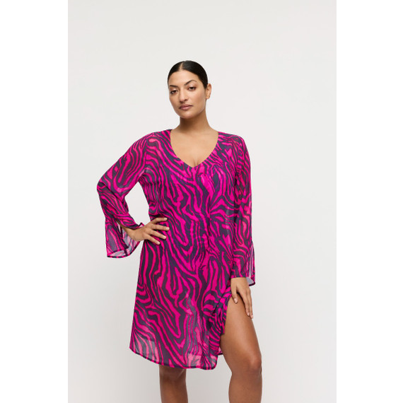Primadonna Swim Malabo Kaftan Hot Pink Zebra