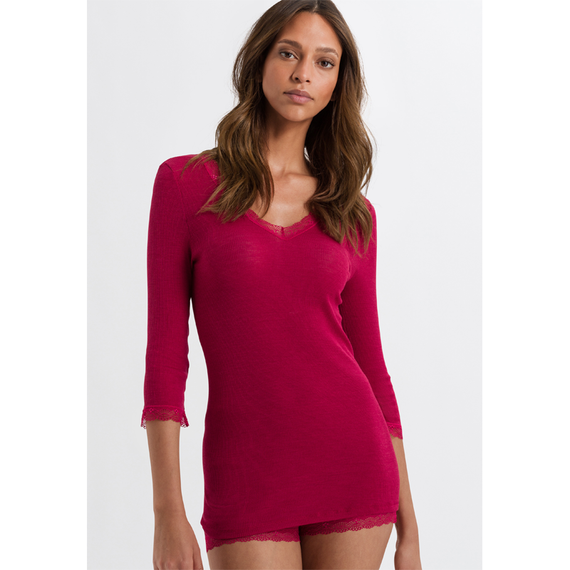 Hanro Woolen Lace 3/4 Sleeve Shirt Lucky Charm