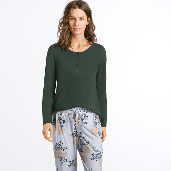 Hanro Sleep & Lounge Pyjamashirt Green Marble