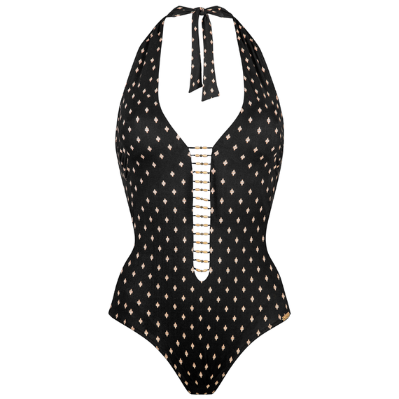 Watercult Soul Spots Neckholder Badeanzug Black Oat
