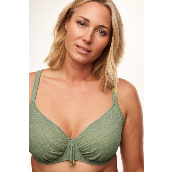 Annadiva Swim Sparkling Smocky Full Cup Bikinitop Jade