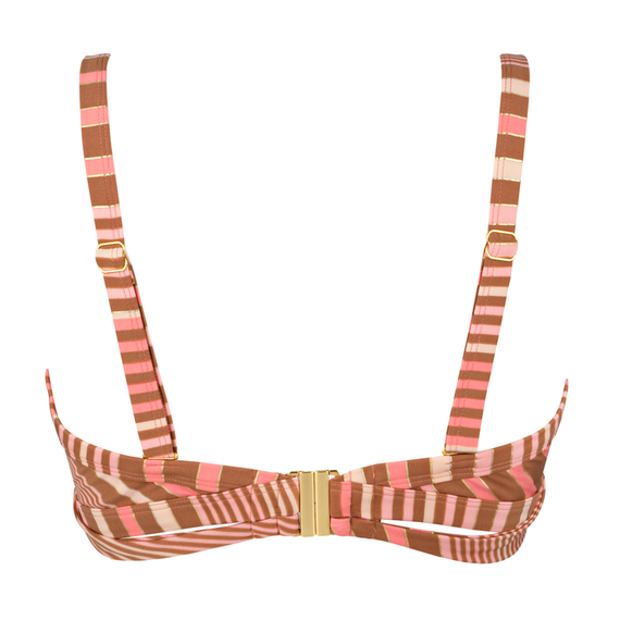 Annadiva Swim Stripe Lurex Twist Bikinitop Caramel