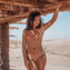 Annadiva Swim Stripe Lurex Twist Bikinitop Caramel