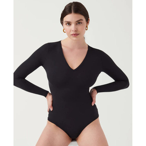Spanx Suit Yourself Long Sleeve Bodysuit Classic Black
