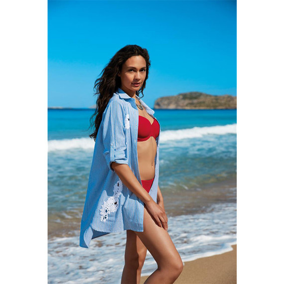 Sunflair Strandbluse Blau Weiß
