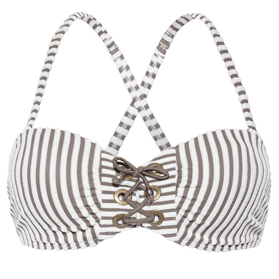 Beachlife Taupe Stripe Multiway Bikinitop