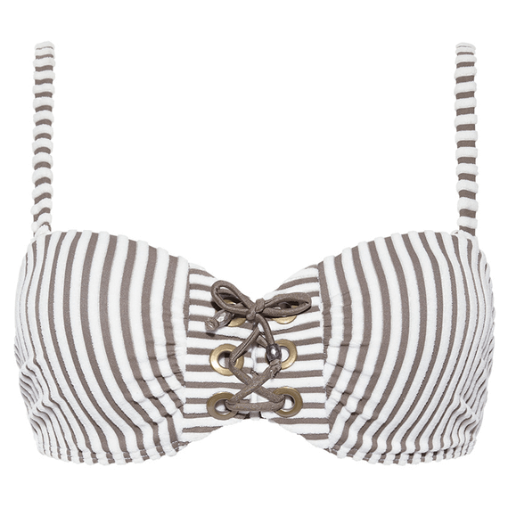 Beachlife Taupe Stripe Multiway Bikinitop