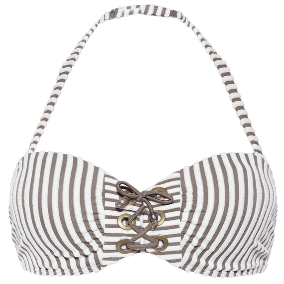 Taupe Stripe Multiway Bikinitop