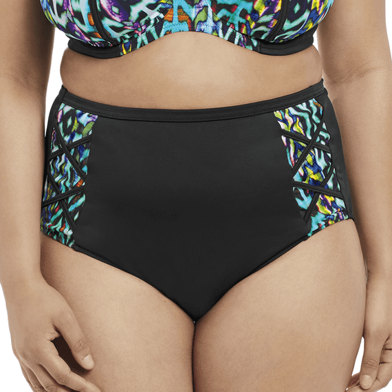 Elomi Swim Tribal Instinct Hoog Bikinibroekje Black