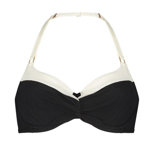 Beachlife Vanilla And Black Bikinitop