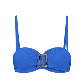Wavy Blue Bandeau Bikini Oberteil