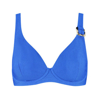 Wavy Blue Plunge Bikini Oberteil