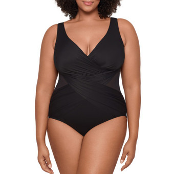 Women Solids Illusionists Crossover Badeanzug