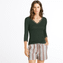Hanro Woolen Lace Shirt Met Driekwart Mouwen Green Marble