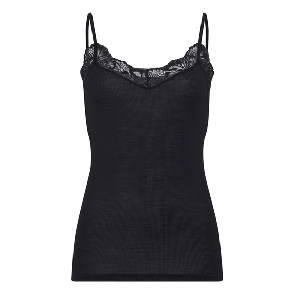 Hanro Woolen Lace Spaghetti Topje Black