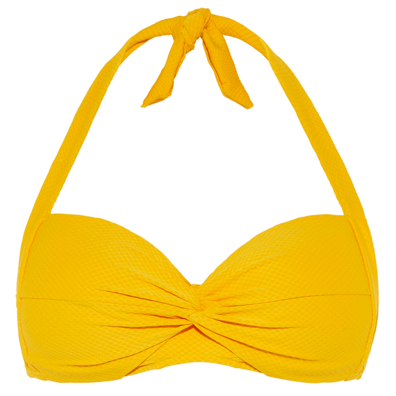 Yellow Chrome Voorgevormde Halter Bikinitop