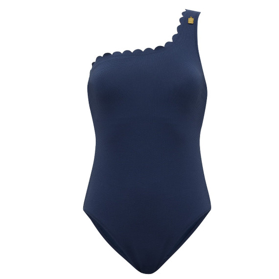 Annadiva Swim Waves One Shoulder Badpak Navy